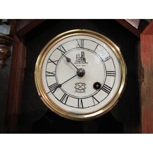 1419 - A Union Clock Company arch topped mantel clock, 41cm tall  (R) £15