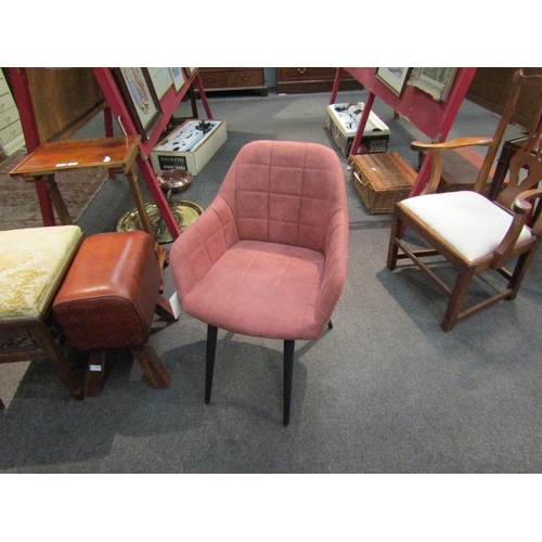 1080 - A set of four peach coloured modern tub chairs with tubular legs    (R) £60