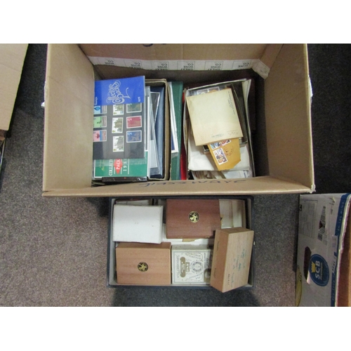 1487 - Two boxes of stamps, albums, loose examples, Silver Jubilee, world examples etc