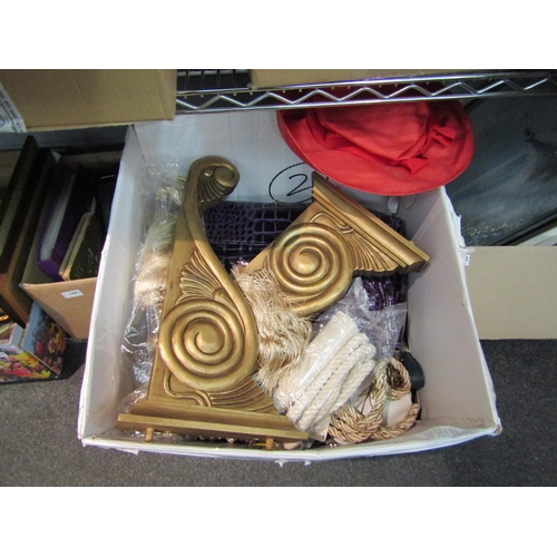 1492 - A box containing mainly ladies' fashion handbags and curtain tie backs etc.    (E) £10-20