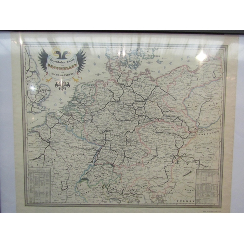 1494 - Framed coloured print of the German Railway Network in 1849. 35