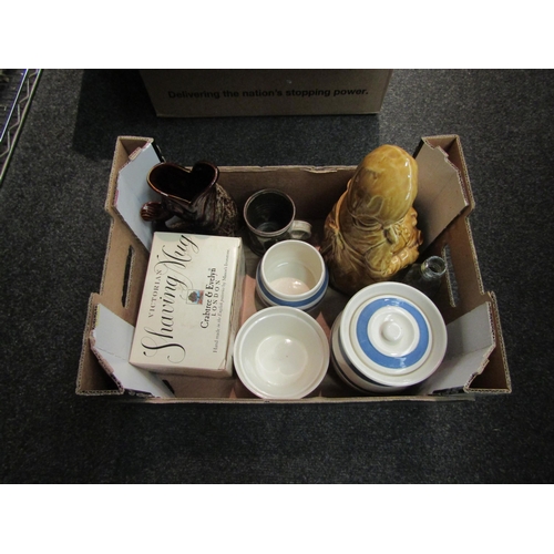 1506 - Three boxes of ceramics including stoneware Hunt & Sons (Yarmouth) ginger beer bottle, Crabtree & Ev... 