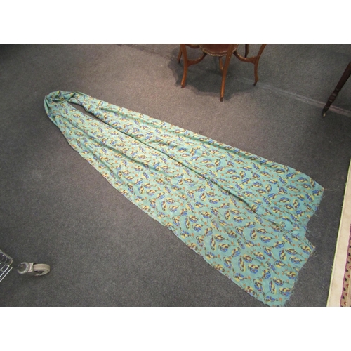 1507 - A length of circa 1940's fabric, green ground with printed foliate detail, approx 15 yds