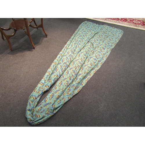 1507 - A length of circa 1940's fabric, green ground with printed foliate detail, approx 15 yds