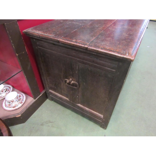 4018 - A late 18th Century four panel carved oak coffer, 63cm high x 130cm wide x 57cm deep