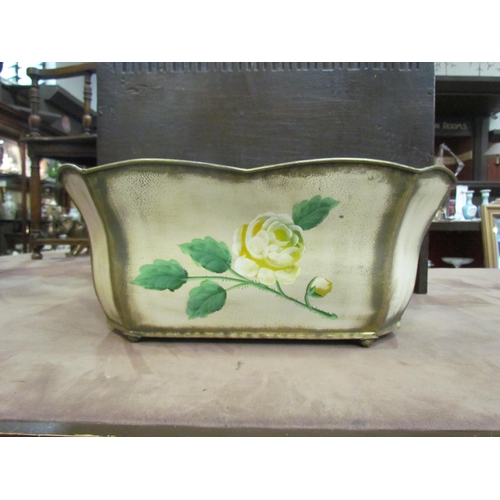 4206 - A decorative metal floral trough, 20cm high x 49cm long