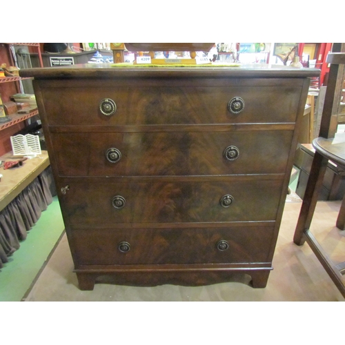 4234 - A 19th Century flame mahogany faux drawer cabinet, the single door over bracket feet with key, 67cm ... 