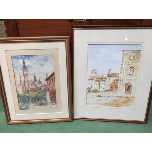 4448 - A watercolour of the Spanish city of Zaragoza, title and dated 1924 lower left with further faded wr... 