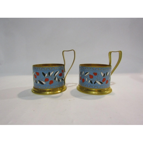 4350 - A pair of Podstakanniks gilt and enamel USSR teaglass holders  (R)   £50