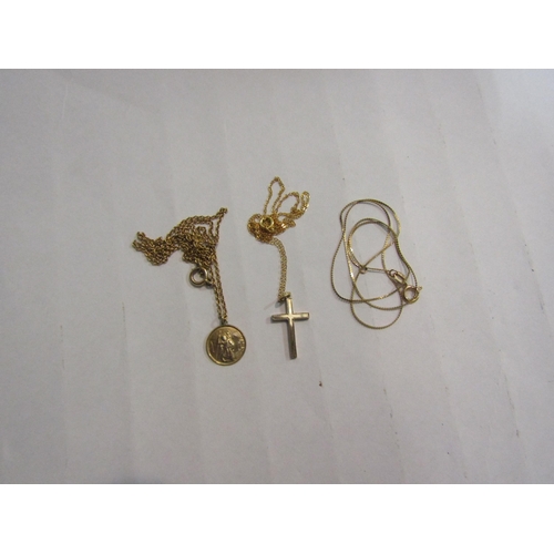 4385 - 9ct gold pendants on chains, approx 5.7g