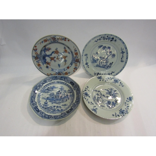 4427 - Four Oriental plates, some damage, 22.5cm diameter