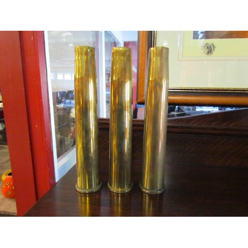 4021 - Three WWII British 40mm Bofors shell cases, two dated 4/42, the other 1942