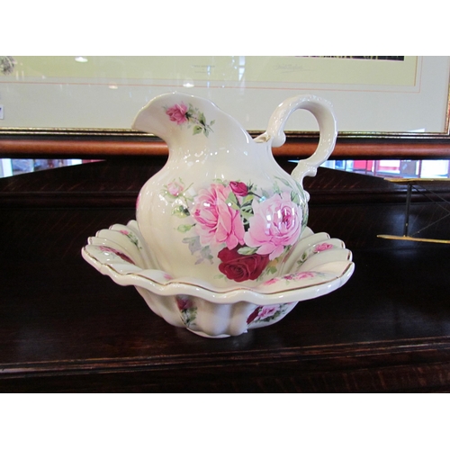 4023 - A Staffordshire wash bowl and jug