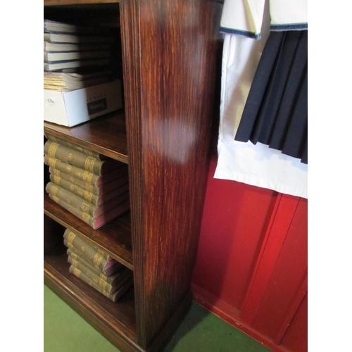 4024 - Circa 1900 an oak side by side bookshelf the raised back over six height adjustable shelves on a pli... 