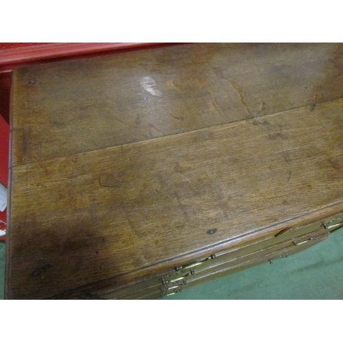 4034 - A 19th Century oak two over three chest of drawers on bracket feet, handle missing, 88cm high x 88cm... 