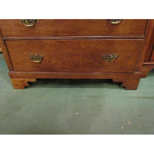 4034 - A 19th Century oak two over three chest of drawers on bracket feet, handle missing, 88cm high x 88cm... 