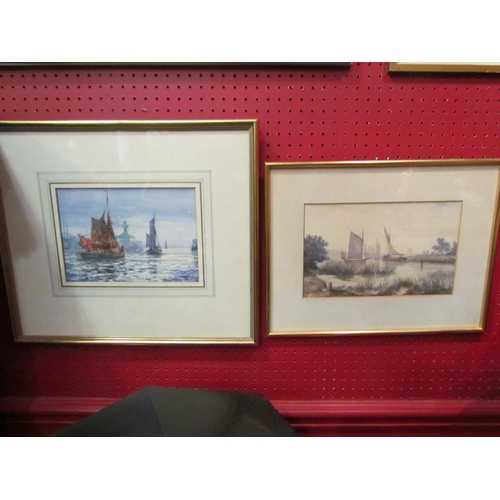 4043 - FRANK WILLIAM SCARBOROUGH (1860-1939): Two watercolours of a moonlit harbour and broadland scene, un... 