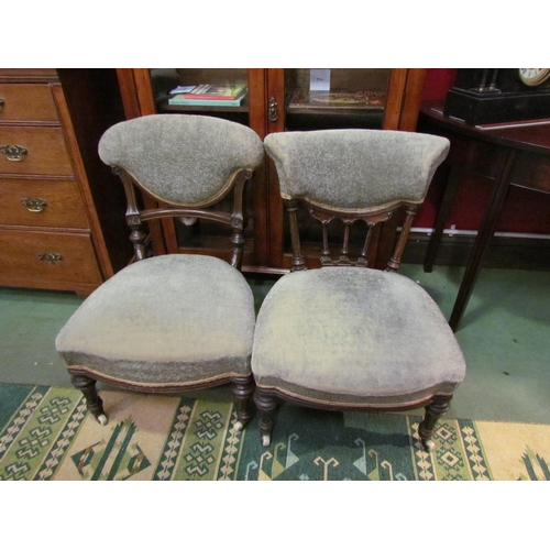 4079 - Two Edwardian bedroom chairs on ceramic castors