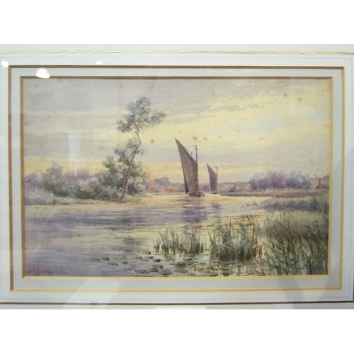 4086 - BATCHELDER: A watercolour of a broadlands scene, signed lower left, framed and glazed, foxed, 15cm x... 