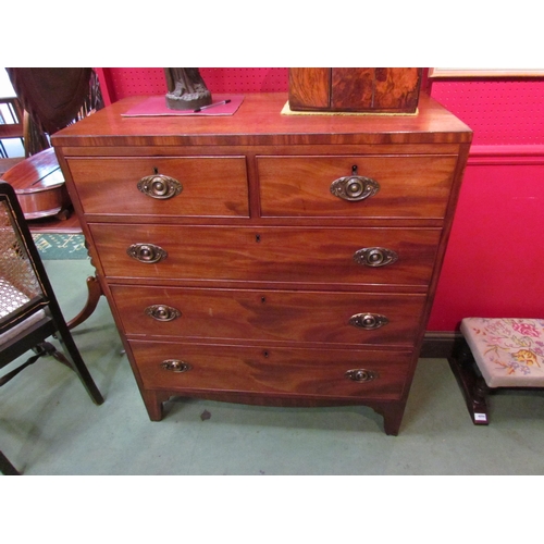 4089 - Circa 1840 a mahogany and black line inlay caddy top chest of two short over three graduating long d... 