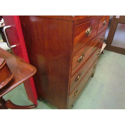 4089 - Circa 1840 a mahogany and black line inlay caddy top chest of two short over three graduating long d... 