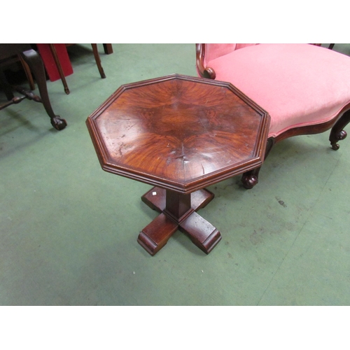 4113 - An early 20th Century walnut hexagonal occasional table on quatreform base, 45cm high