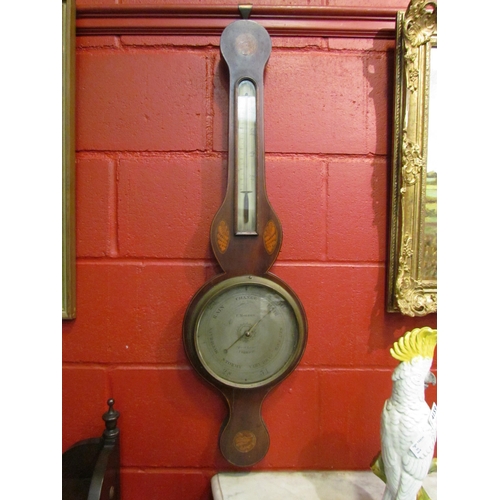 4157 - A 19th Century F. Molton, Dove Lane, Norwich, inlaid banjo barometer