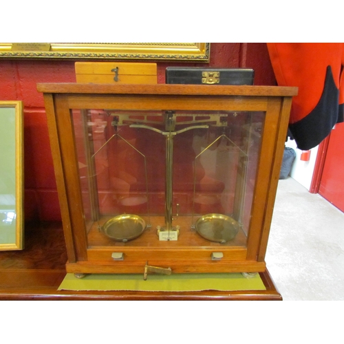 4171 - A Philip Harris Ltd. of Birmingham set of laboratory scales with two cased sets of weights