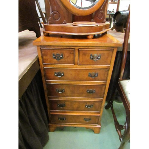 4219 - A George III revival crossbanded walnut chest of small proportions the two short over four long draw... 