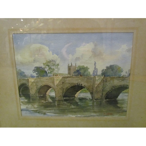 4249 - FRANCIS SAVAGE: A watercolour depicting Wye Bridge and cathedral, 31cm x 40cm  (E)   £40-60