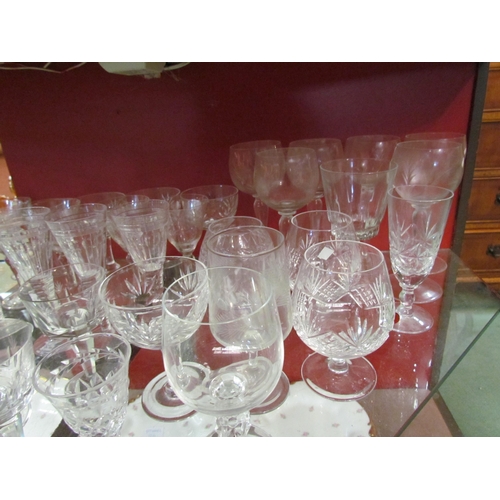 4255 - A collection of cut glass sherry glasses, brandy glasses, to include a set of six Stuart Crystal (qt... 