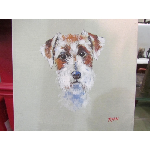 4261 - RYAN:  An acrylic on canvas of a Terrier Dog, 20cm x 20cm