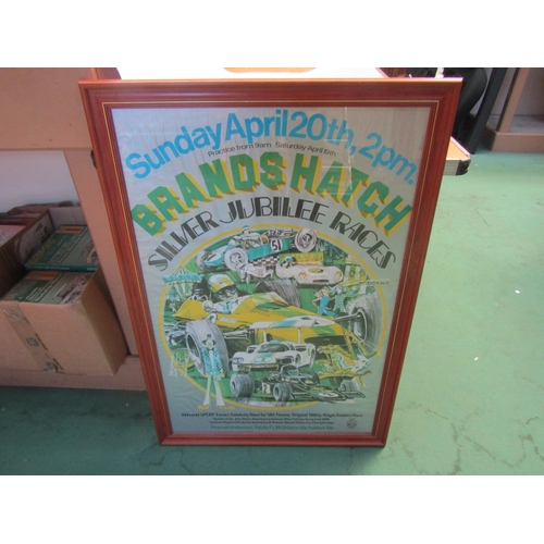9010 - A framed and glazed Brands Hatch Silver Jubilee Races poster, 58cm x 83cm