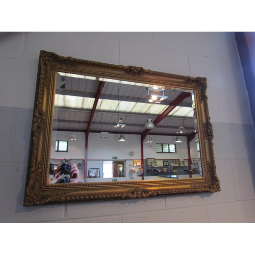 1002 - A bevel edged wall mirror with ornate gilt frame, 65cm x 91cm including frame