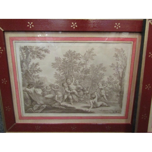 1030 - A pair of Sepia engravings depicting putto playing, red and gilt framed and glazed, 26.5cm x 40cm im... 