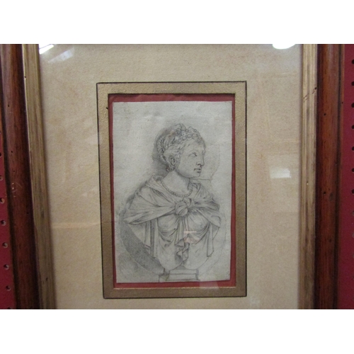 1099 - Three framed and glazed drawings including religious scenes and bust