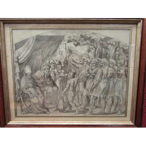 1099 - Three framed and glazed drawings including religious scenes and bust