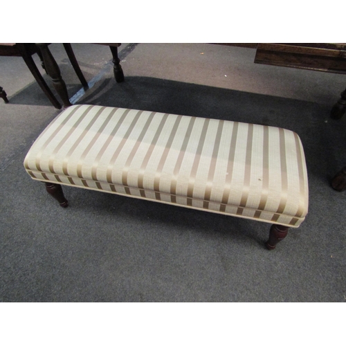 1102 - A Victorian style long footstool with Regency stripe upholstery, 39cm H x 109cm L x 42cm D