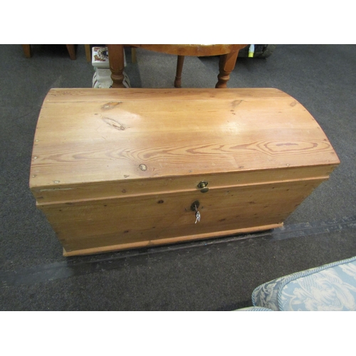 1103 - A period pine dome top trunk, 57cm high x 100cm wide x 50cm deep