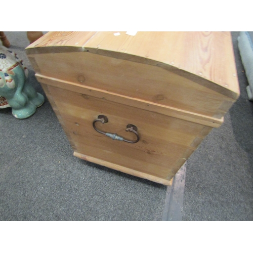 1103 - A period pine dome top trunk, 57cm high x 100cm wide x 50cm deep