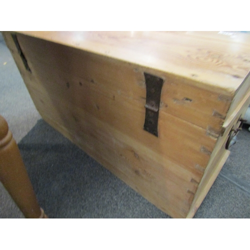 1103 - A period pine dome top trunk, 57cm high x 100cm wide x 50cm deep