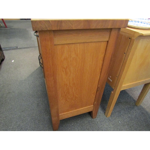 1113 - An Eastern European solid oak sideboard, twin drawers over a pair of cupboard doors, 86cm high x 120... 