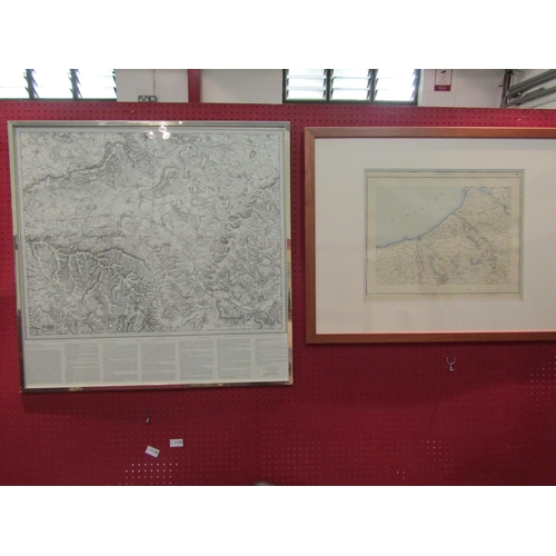 1127 - Two framed maps, Oxford and Dieppe 1882, 79cm x 81cm and 65cm x 85cm including frames