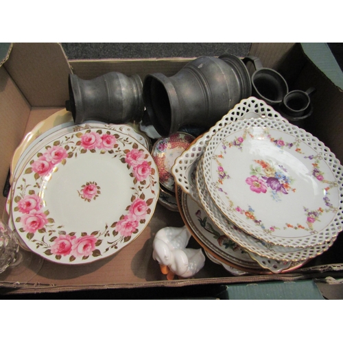 1254 - Three boxes containing Japanese Imari, Art Deco ceramics etc