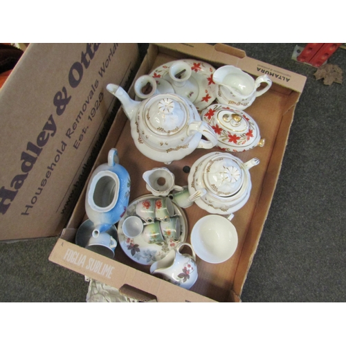 1262 - Three boxes of Victorian china, tea cosies, animal figures etc