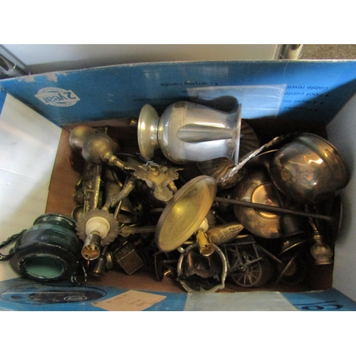 1276 - A box of mixed brass including cranes, wall sconces etc