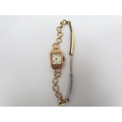 1315 - A lady's 9ct gold Alprosa wristwatch with hoop bracelet   (R)  £70