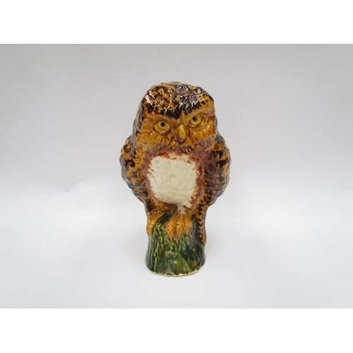 1339 - A Chelsea pottery figure of a glazed owl perched on tree stump, marked to base, 20cm tall    (R) £30