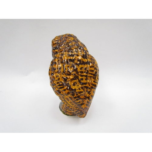 1339 - A Chelsea pottery figure of a glazed owl perched on tree stump, marked to base, 20cm tall    (R) £30