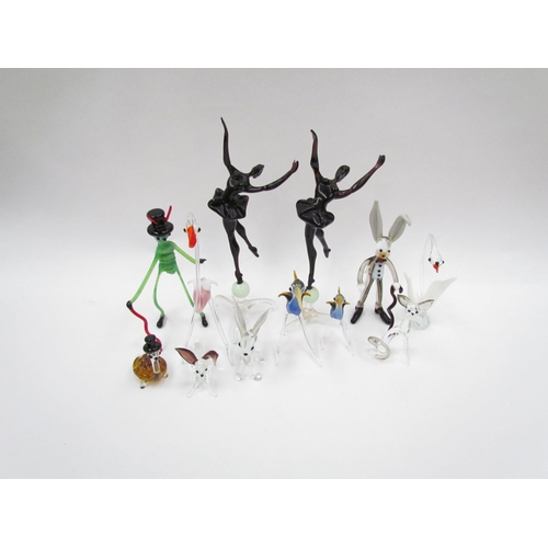 1355 - Twelve hand blown glass figures including a ballarina, swan, tortoise